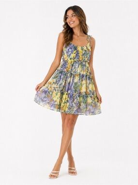 Floral Short Strap Dress Summer Dress Size Medium